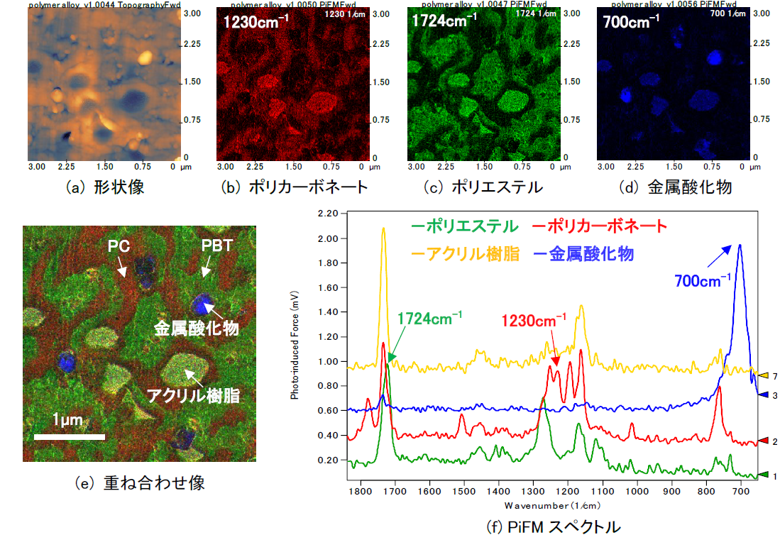 【図1】ポリマーアロイのAFM-IR測定結果
