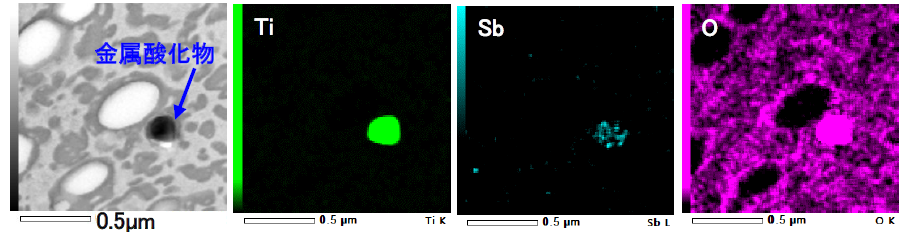 【図2】ポリマーアロイのTEM-EDS元素マッピング

